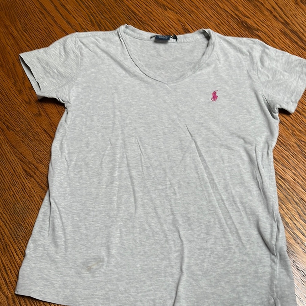 Ralph‎ Lauren Light Gray Short Sleeve Tee with Pink Pony